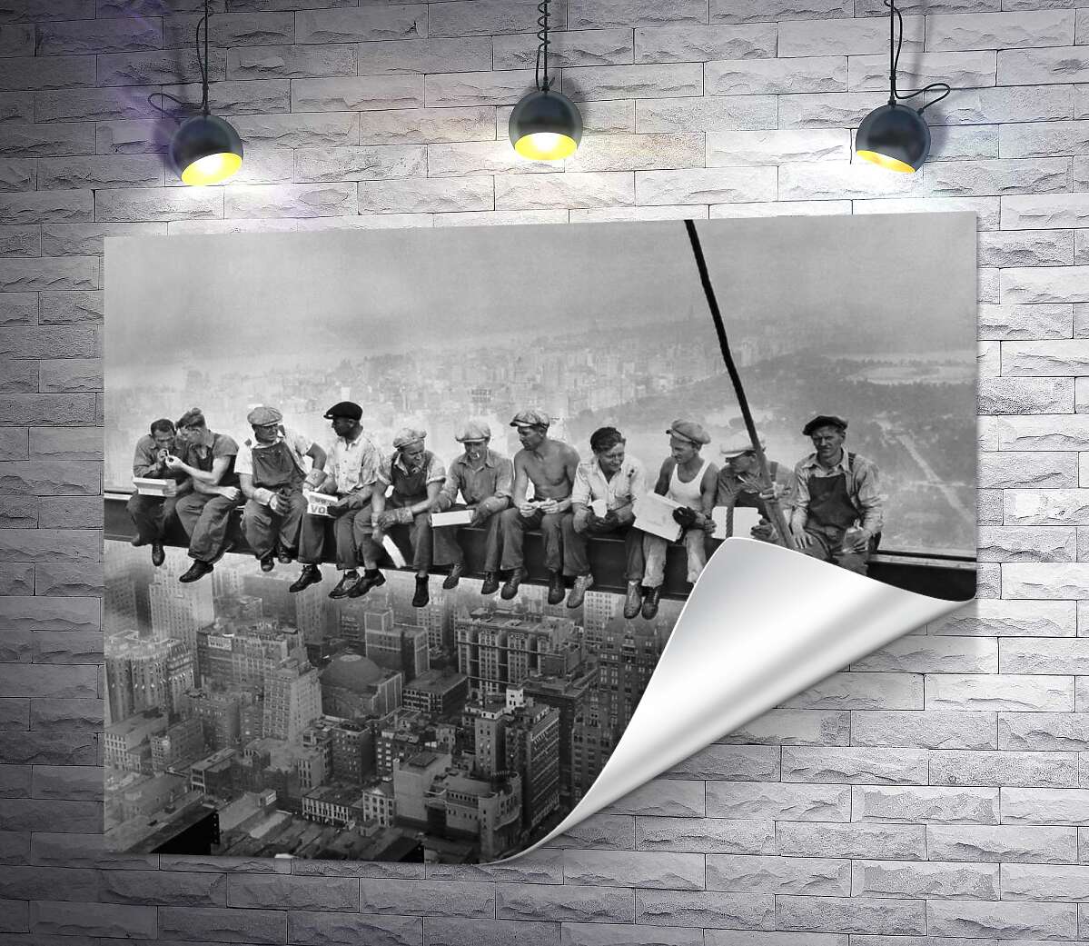 друк Обід нью-йоркських робітників на хмарочосі