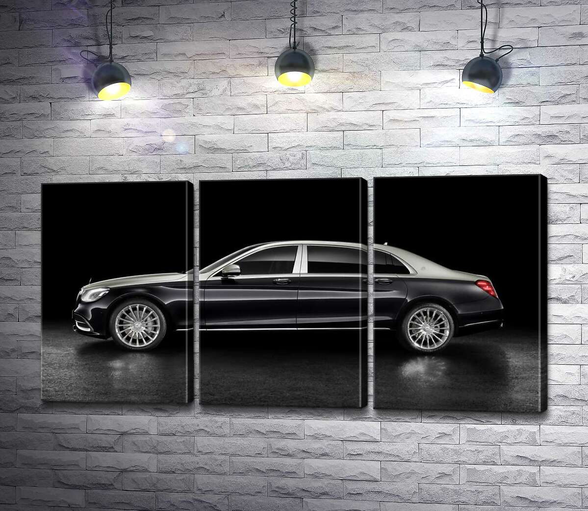 модульна картина Люксові форми чорного автомобіля Mercedes-Maybach S Class (Модуль №2)