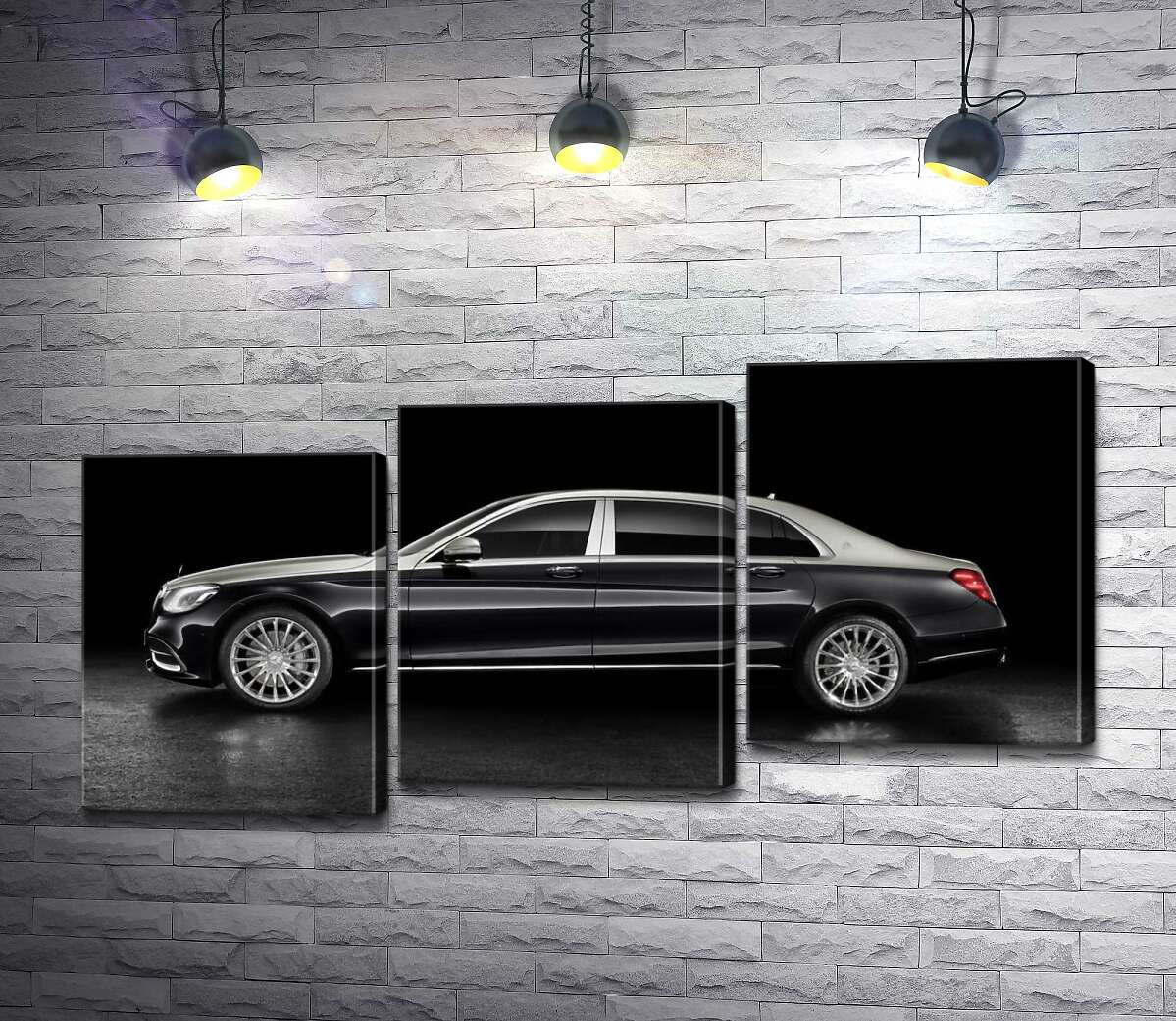 модульная картина Люксовые формы черного автомобиля Mercedes-Maybach S Class (Модуль №14)