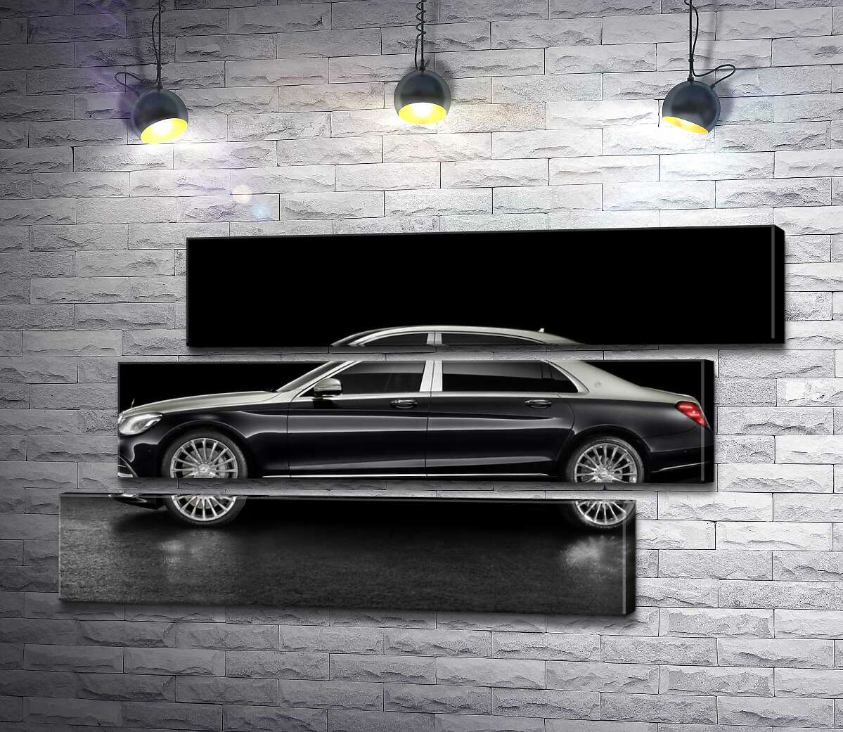 модульная картина Люксовые формы черного автомобиля Mercedes-Maybach S Class (Модуль №17)