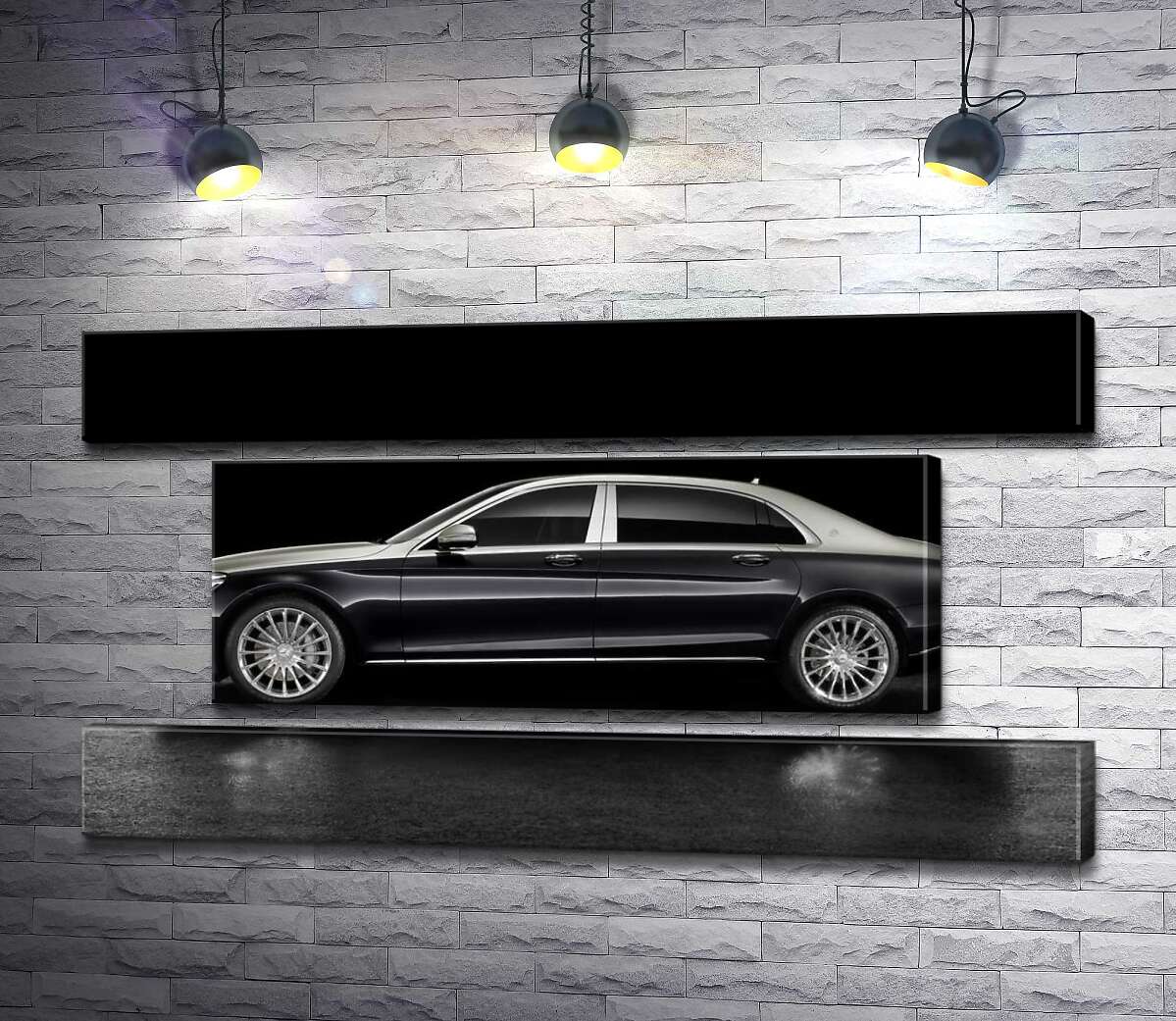 модульная картина Люксовые формы черного автомобиля Mercedes-Maybach S Class (Модуль №18)