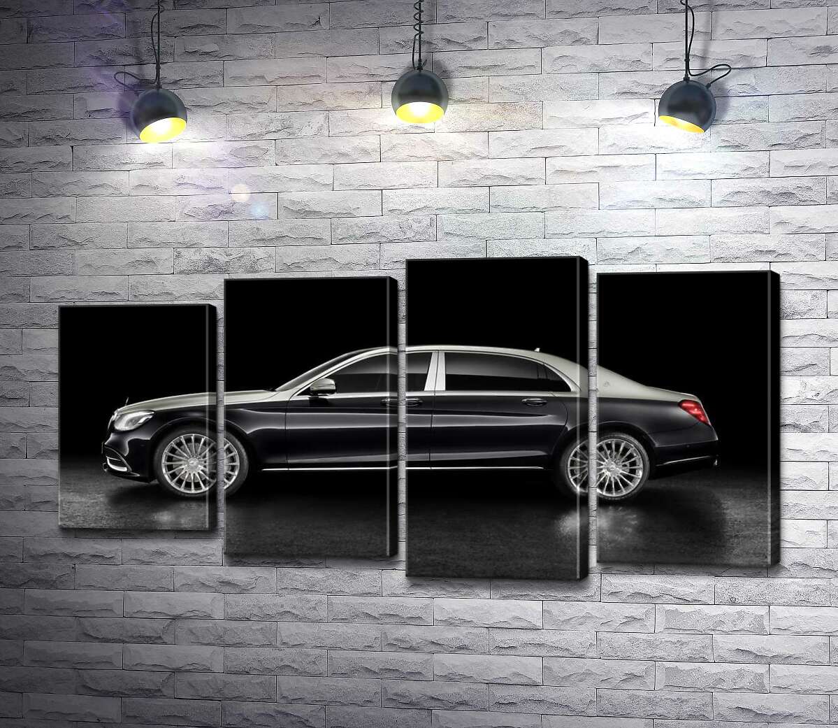 модульная картина Люксовые формы черного автомобиля Mercedes-Maybach S Class (Модуль №3)