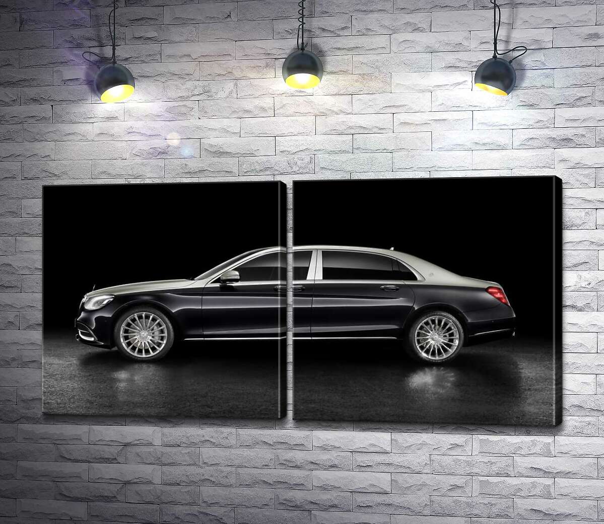 модульная картина Люксовые формы черного автомобиля Mercedes-Maybach S Class