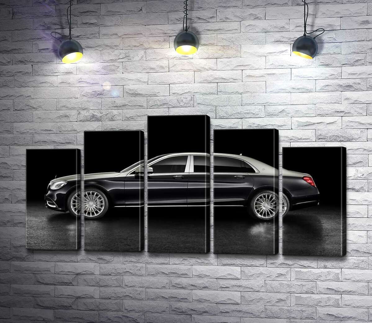 модульная картина Люксовые формы черного автомобиля Mercedes-Maybach S Class (Модуль №29)
