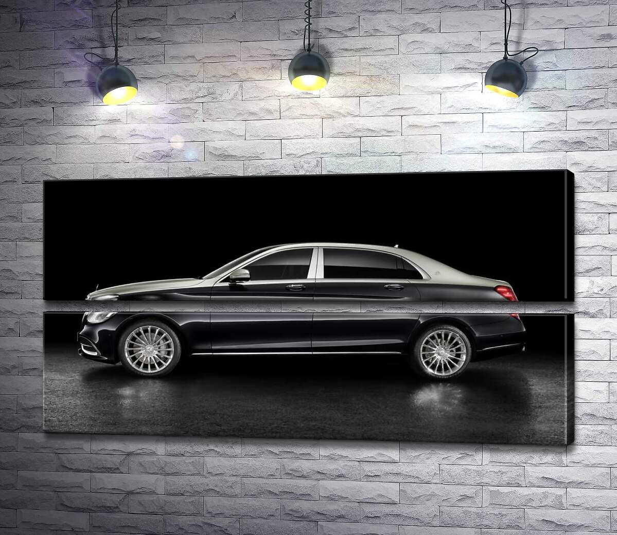 модульная картина Люксовые формы черного автомобиля Mercedes-Maybach S Class (Модуль №7)