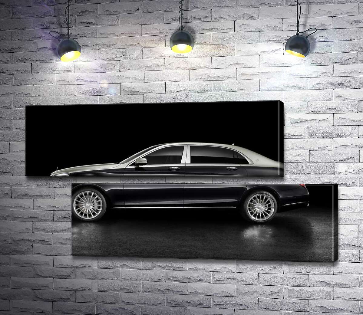 модульная картина Люксовые формы черного автомобиля Mercedes-Maybach S Class (Модуль №8)