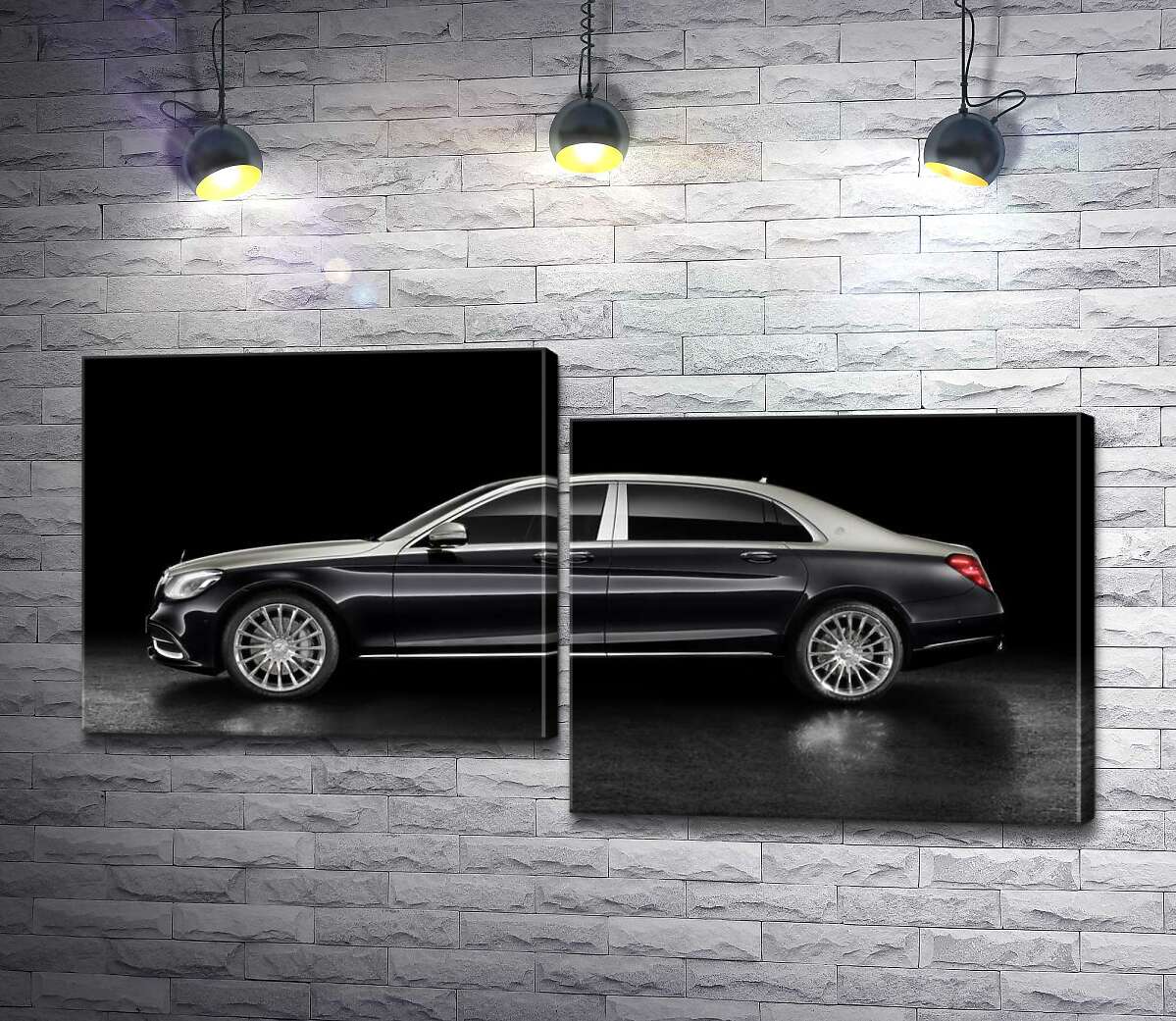 модульная картина Люксовые формы черного автомобиля Mercedes-Maybach S Class (Модуль №9)