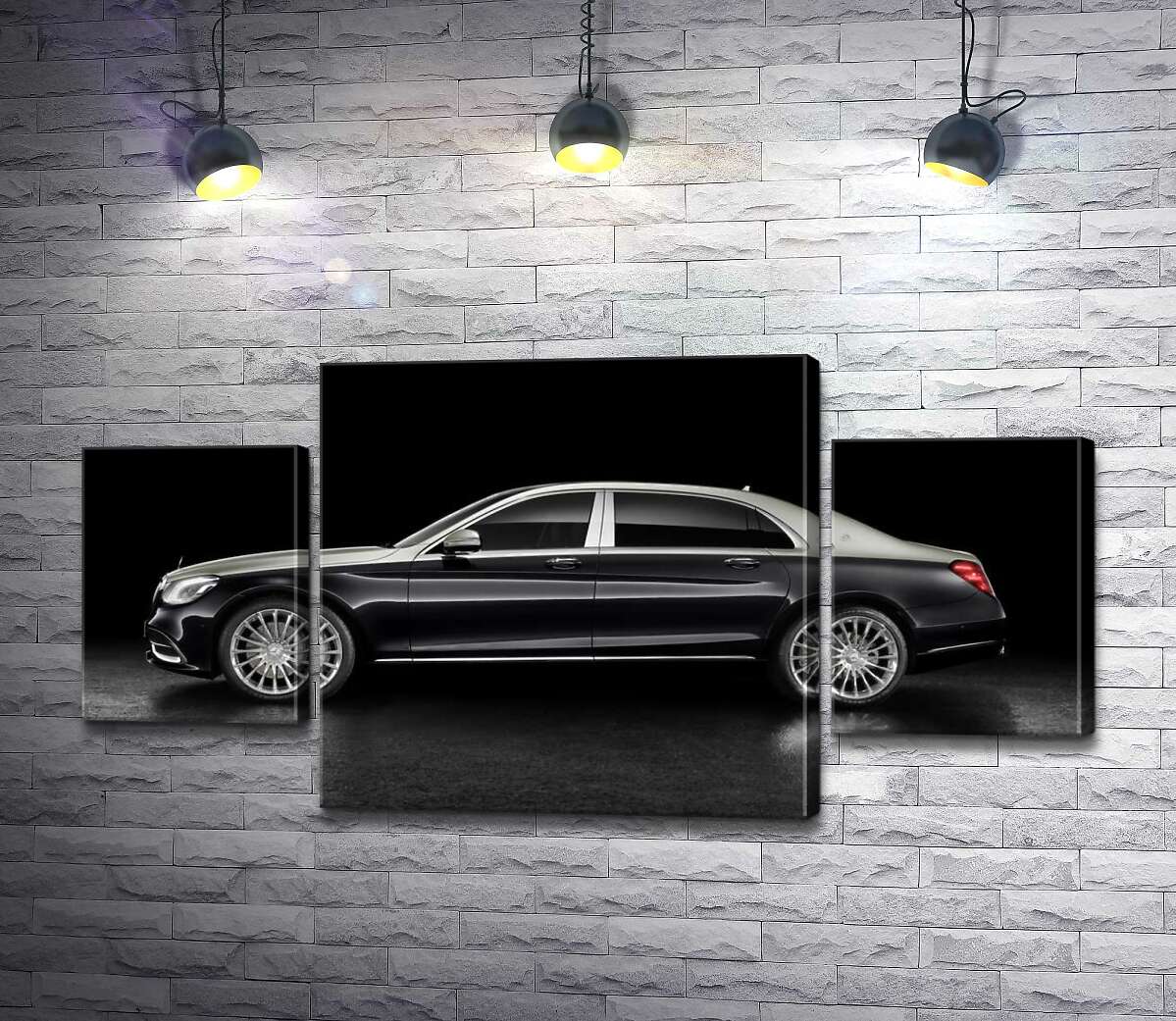 модульная картина Люксовые формы черного автомобиля Mercedes-Maybach S Class (Модуль №5)