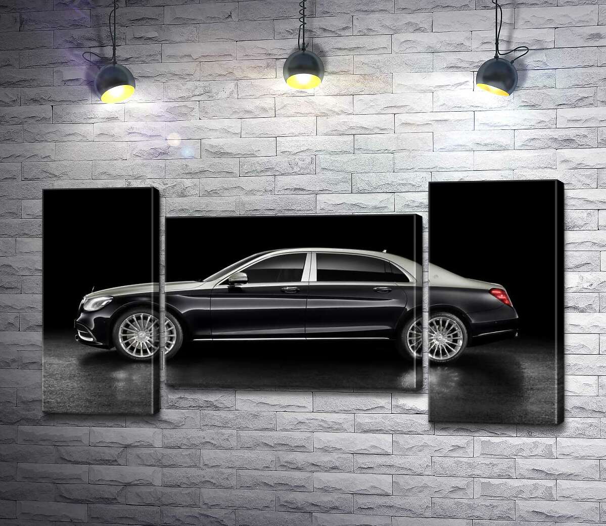 модульная картина Люксовые формы черного автомобиля Mercedes-Maybach S Class (Модуль №11)
