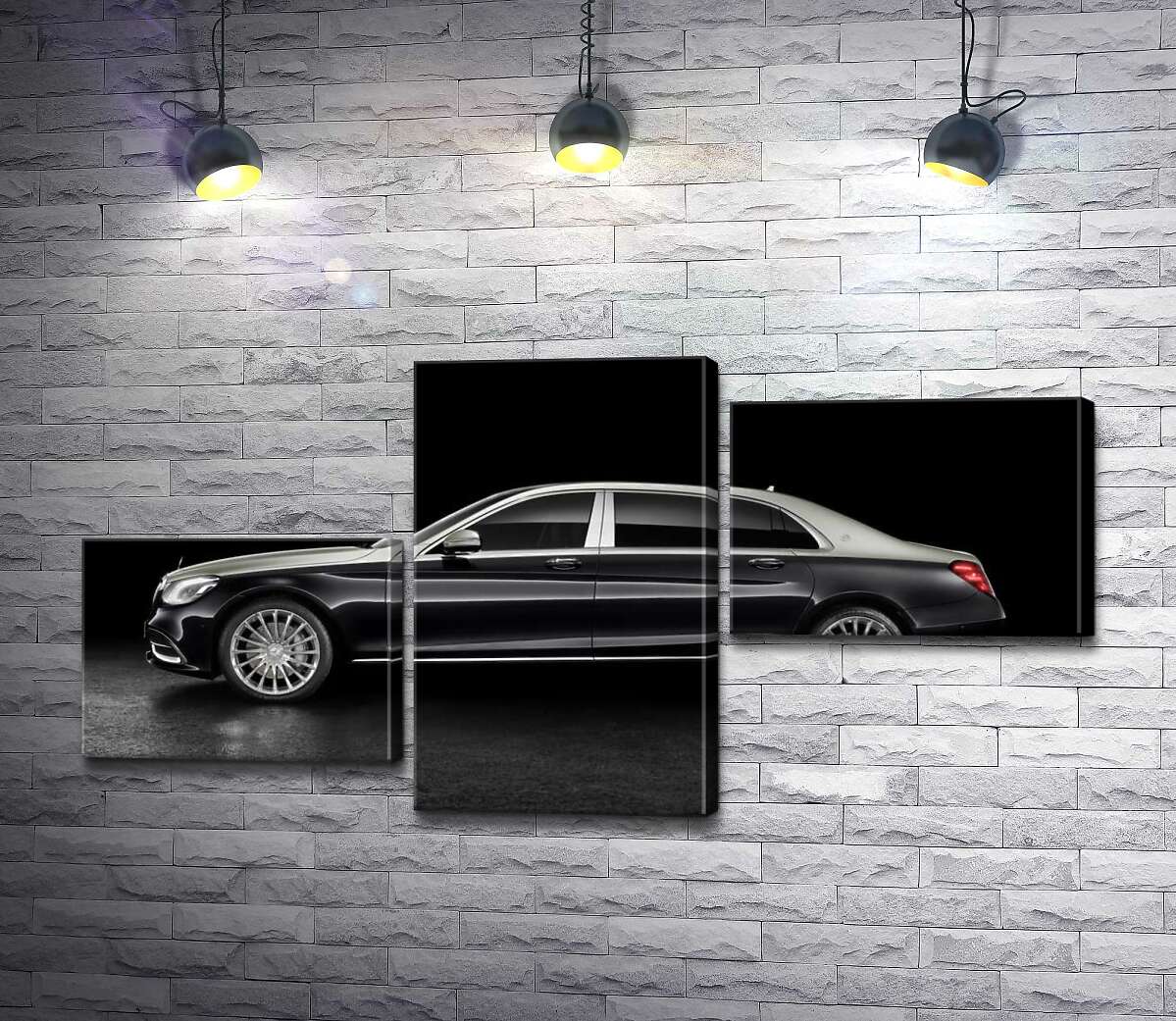 модульная картина Люксовые формы черного автомобиля Mercedes-Maybach S Class (Модуль №12)