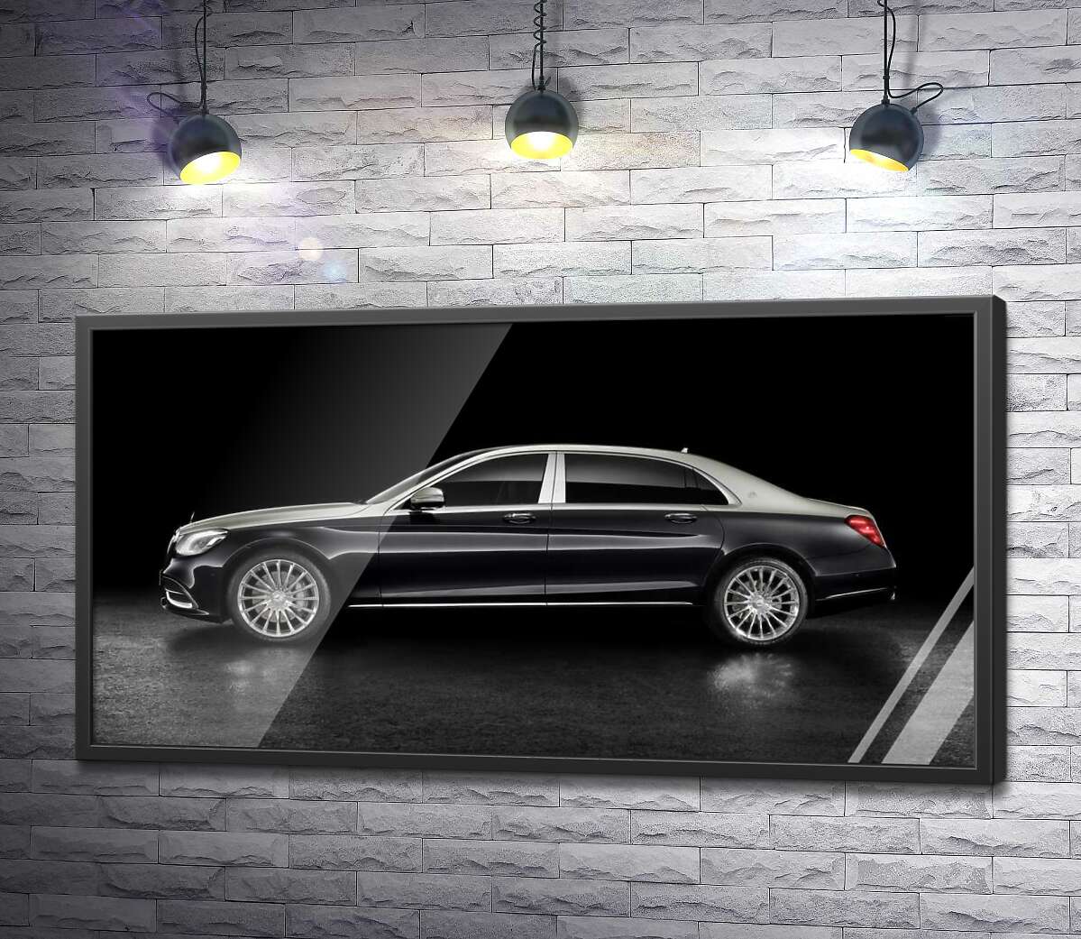 постер Люксові форми чорного автомобіля Mercedes-Maybach S Class