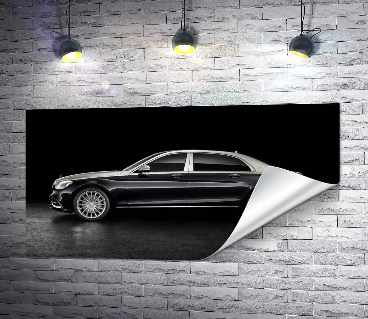 печать Люксовые формы черного автомобиля Mercedes-Maybach S Class