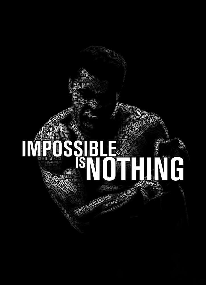 картина-постер Силуэт Мухаммеда Али (Muhammad Ali) с фразой "impossible is nothing"