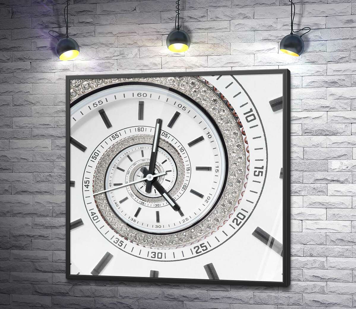 постер Белые часы с бриллиантовой спиралью