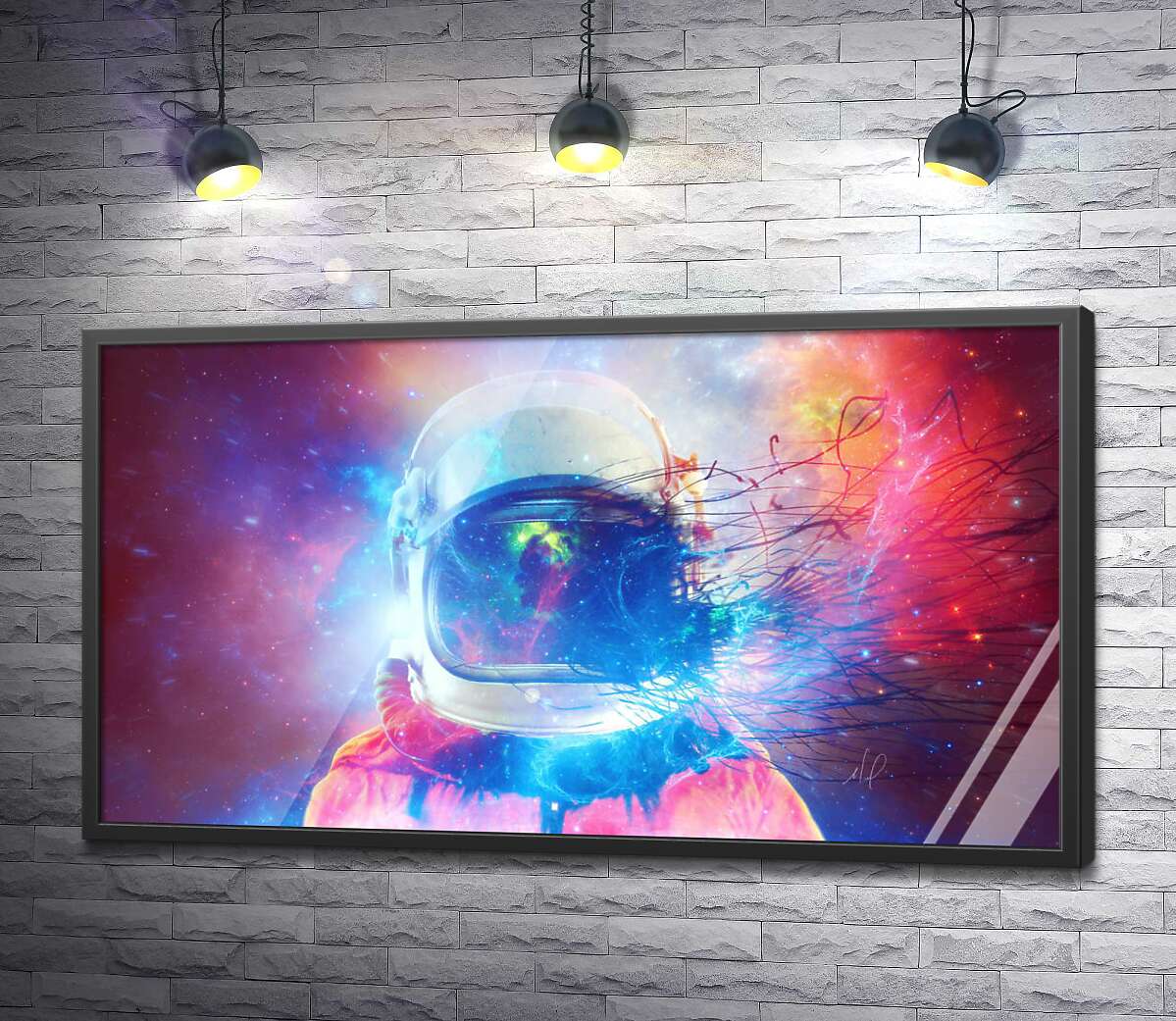 постер Шлем космонавта растворяется в межпланетном пространстве