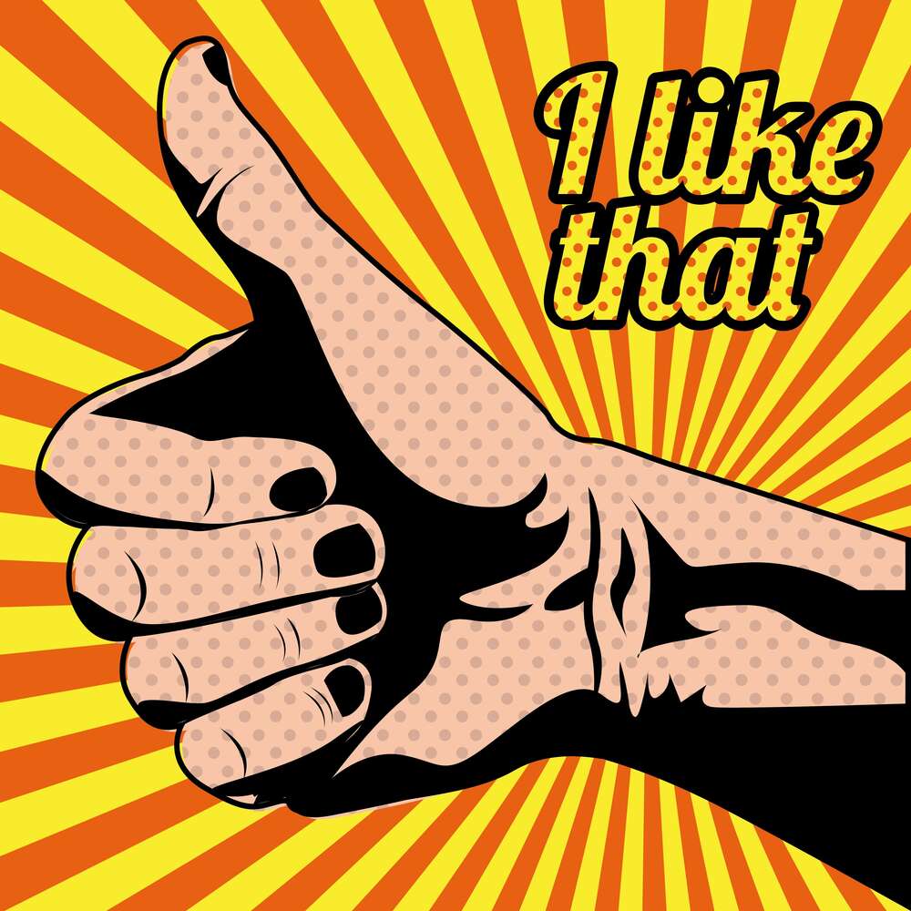 картина-постер Рука с поднятым пальцем и надписью "i like that"