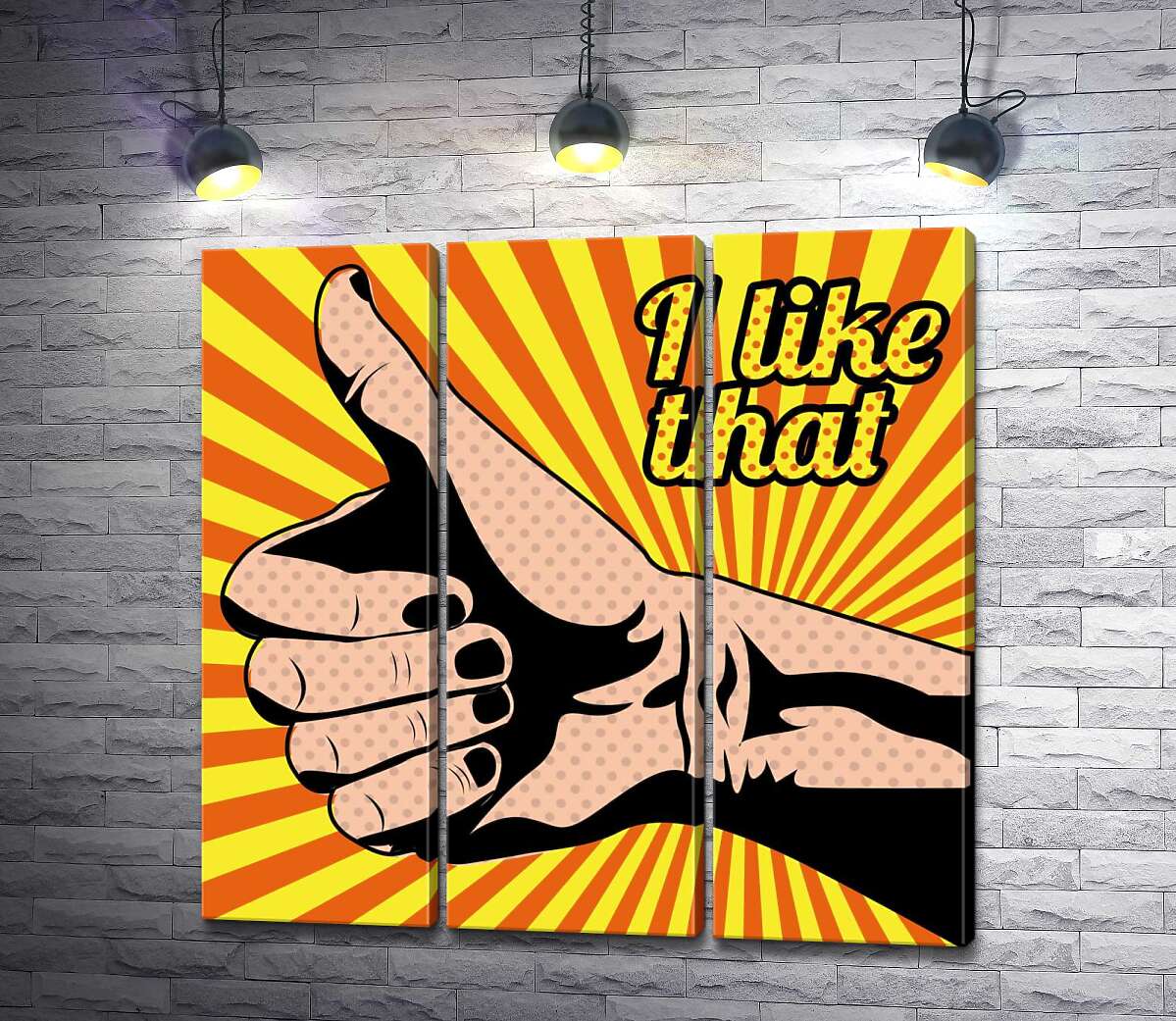 модульна картина Рука із піднятим пальцем та написом "i like that" (Модуль №2)