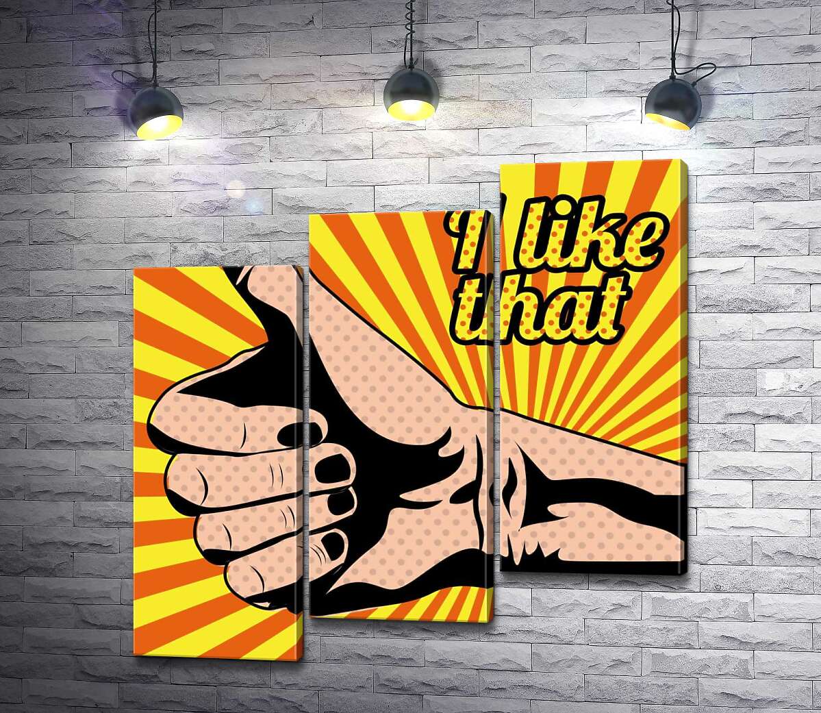 модульная картина Рука с поднятым пальцем и надписью "i like that" (Модуль №14)
