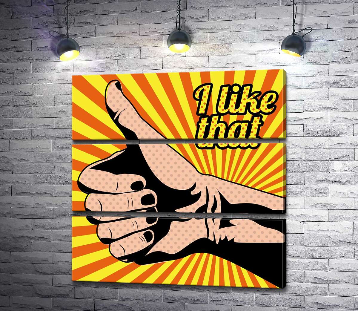 модульна картина Рука із піднятим пальцем та написом "i like that" (Модуль №15)