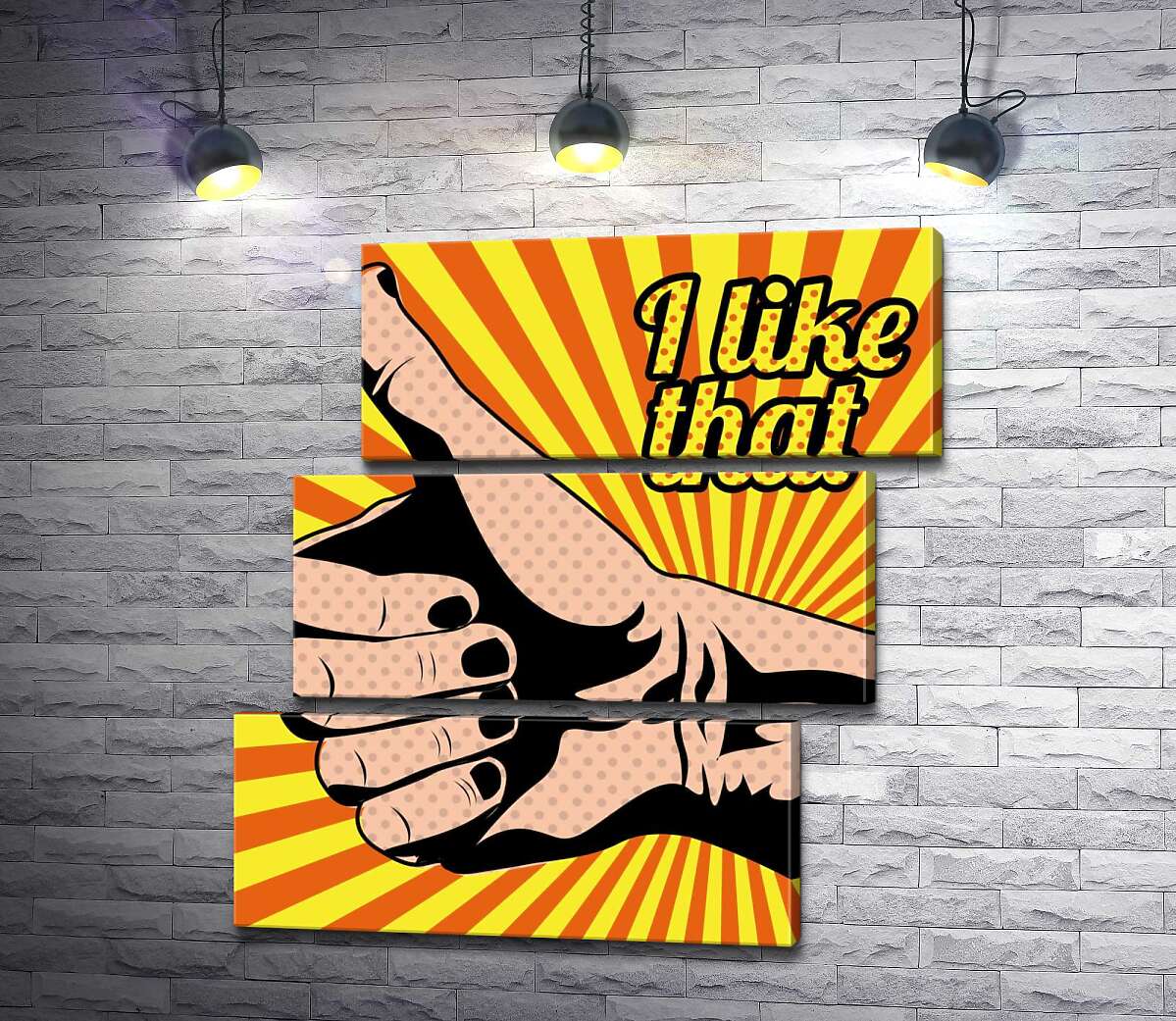 модульна картина Рука із піднятим пальцем та написом "i like that" (Модуль №17)