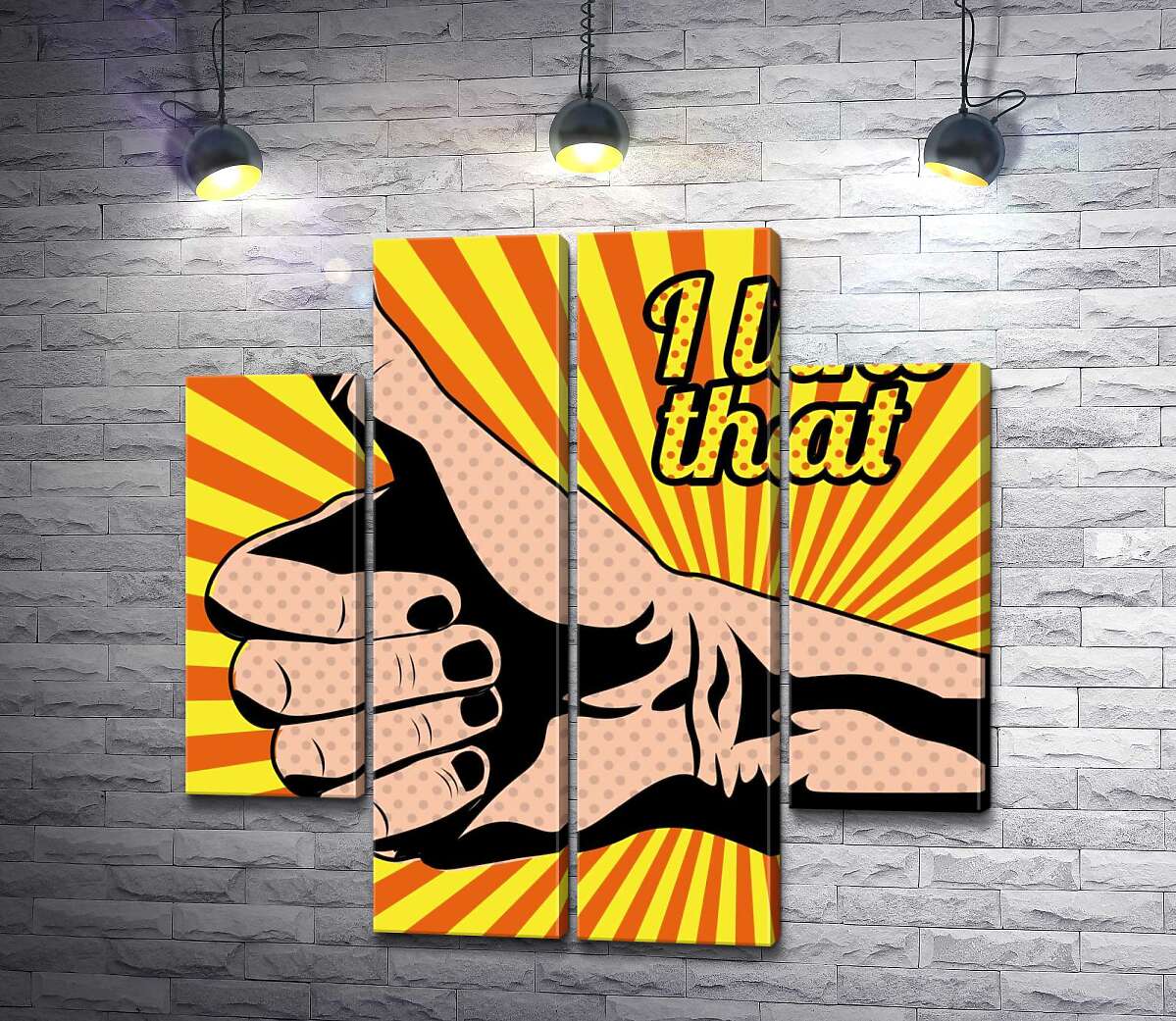 модульна картина Рука із піднятим пальцем та написом "i like that" (Модуль №20)