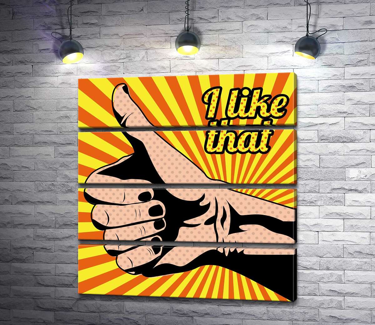 модульная картина Рука с поднятым пальцем и надписью "i like that" (Модуль №22)