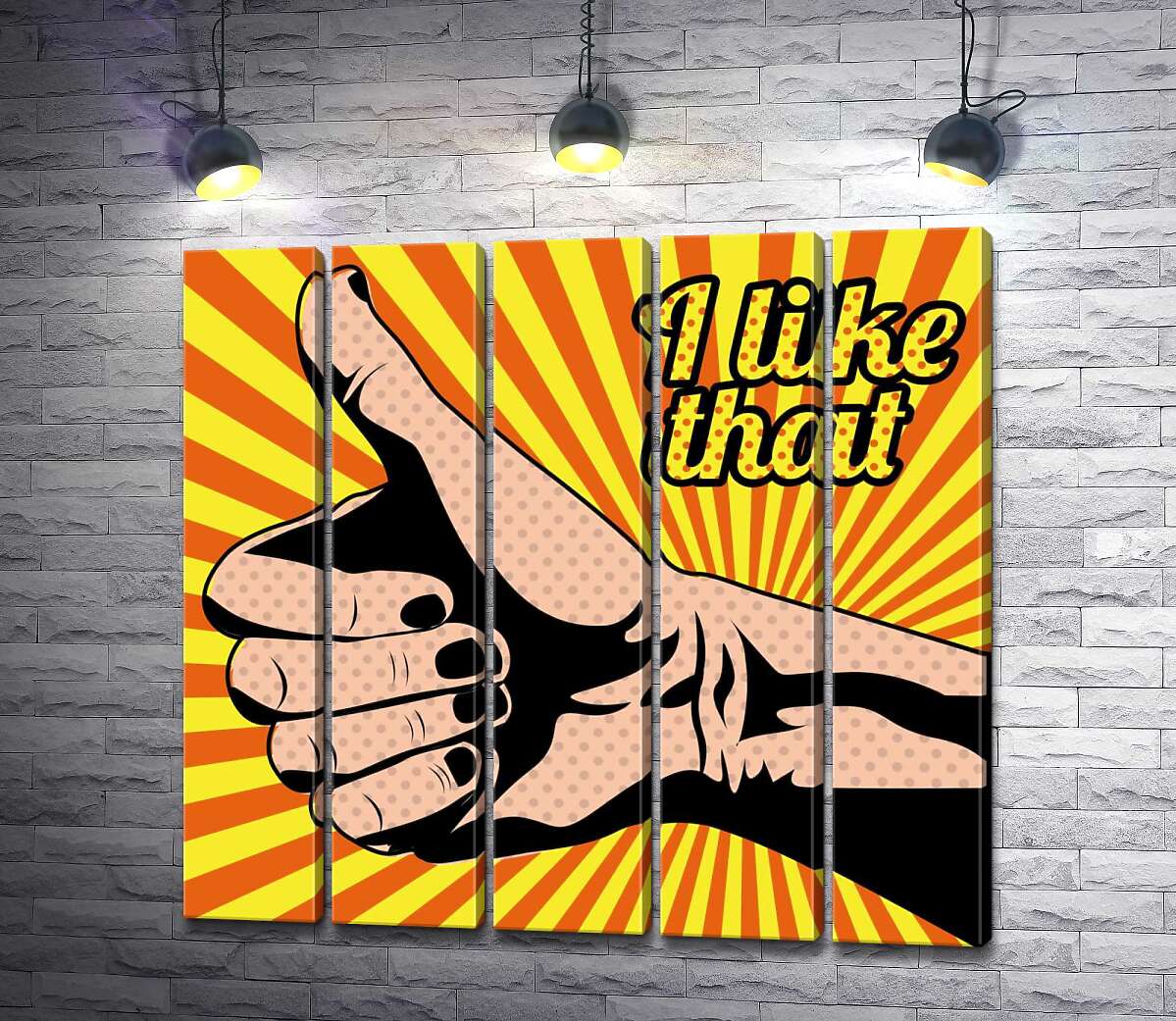 модульная картина Рука с поднятым пальцем и надписью "i like that" (Модуль №26)