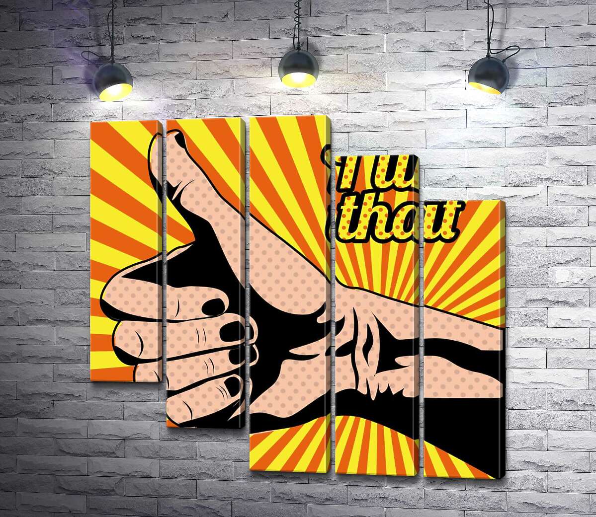 модульна картина Рука із піднятим пальцем та написом "i like that" (Модуль №28)