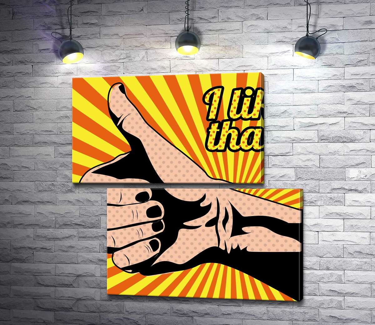 модульная картина Рука с поднятым пальцем и надписью "i like that" (Модуль №8)