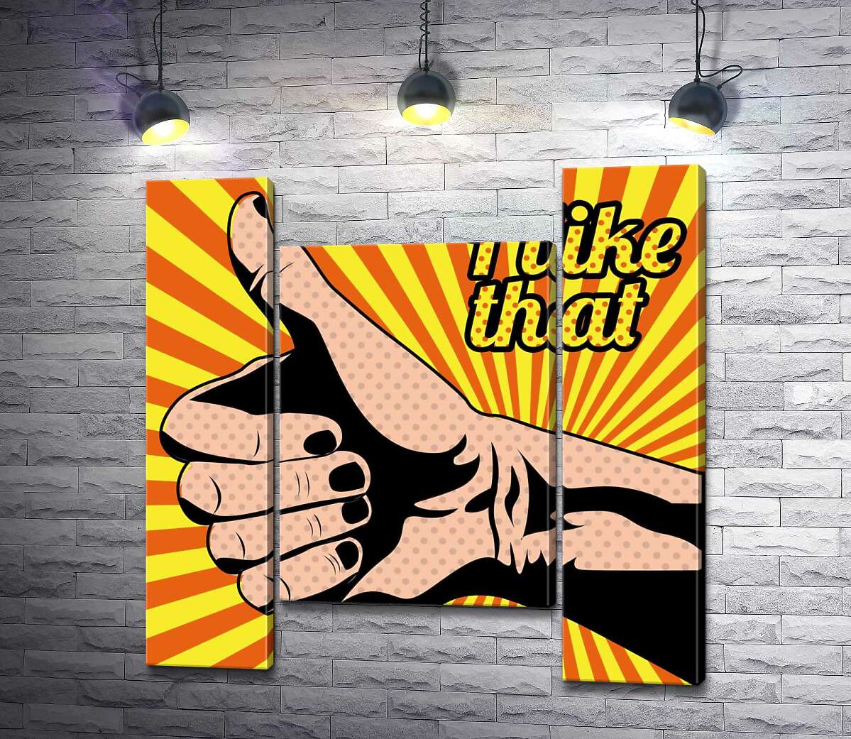 модульна картина Рука із піднятим пальцем та написом "i like that" (Модуль №11)