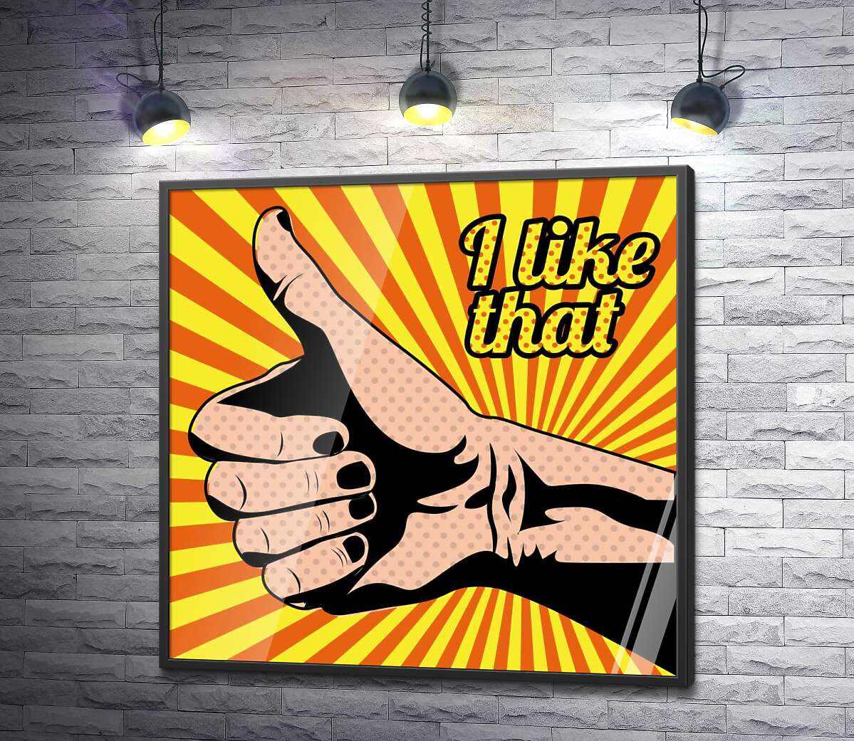 постер Рука с поднятым пальцем и надписью "i like that"