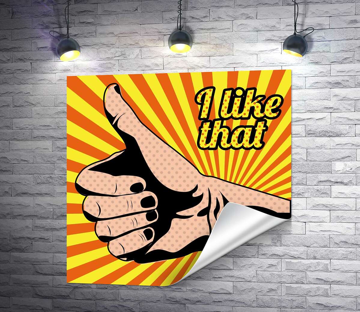 печать Рука с поднятым пальцем и надписью "i like that"