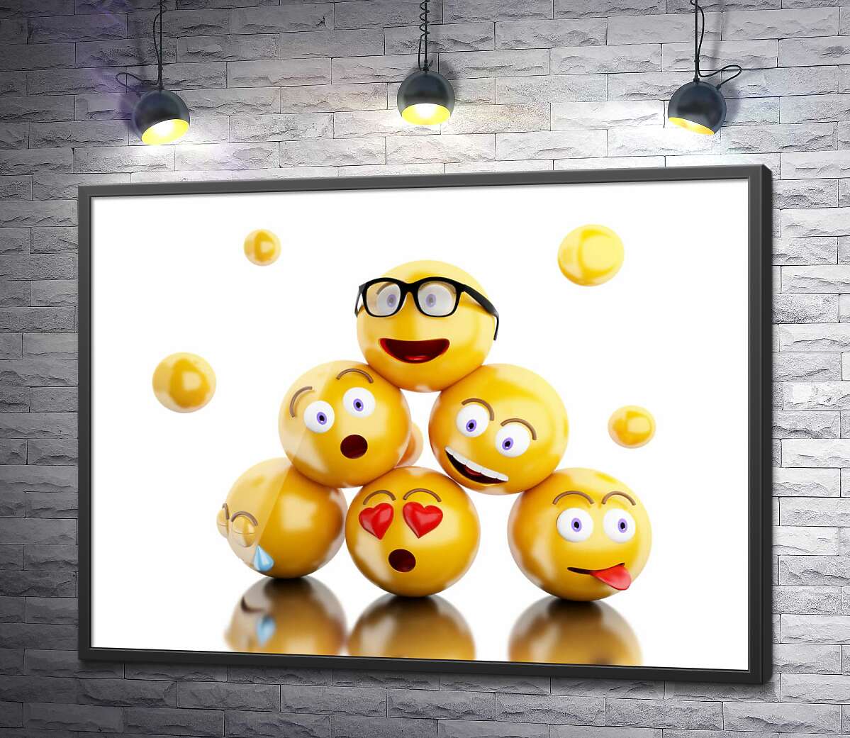 постер Яскраві емоції жовтих емодзі