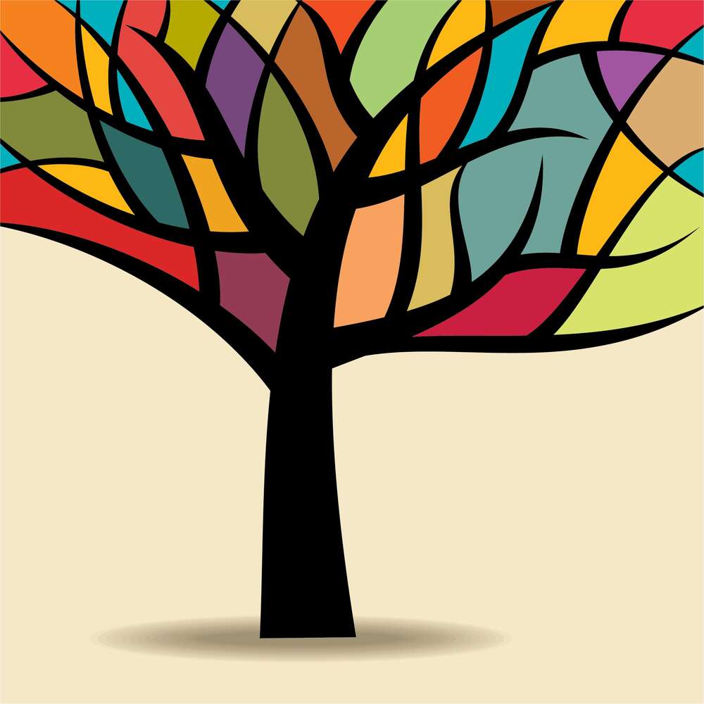 картина-постер Кольорова мозаїка крони дерева