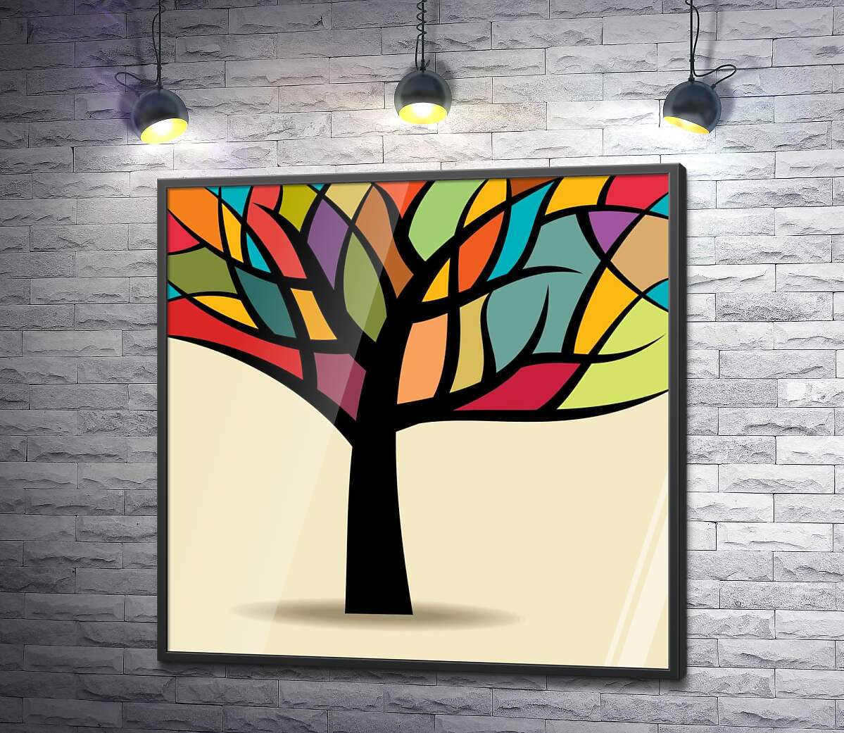 постер Кольорова мозаїка крони дерева