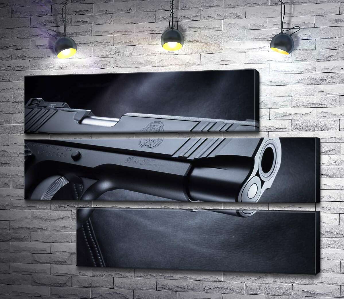 модульна картина Чіткість елементів чорного пістолета M1911 (Модуль №16)