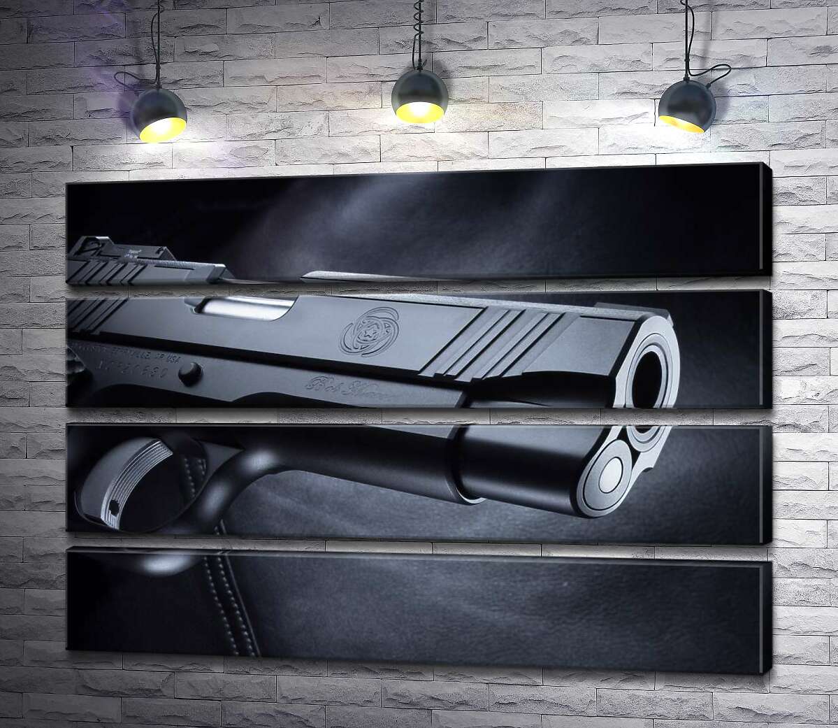 модульна картина Чіткість елементів чорного пістолета M1911 (Модуль №22)