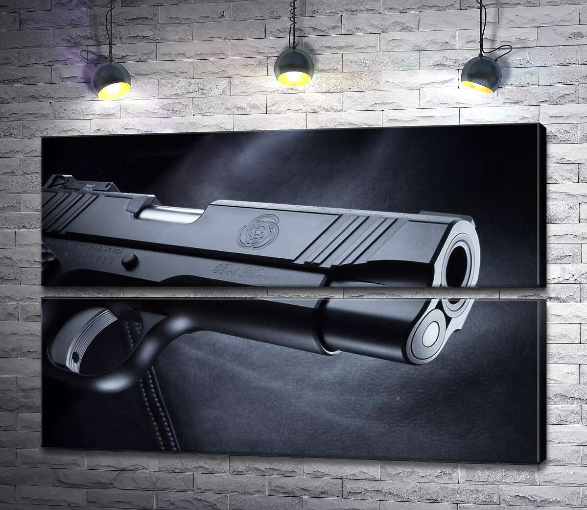 модульная картина Четкость элементов черного пистолета M1911 (Модуль №7)