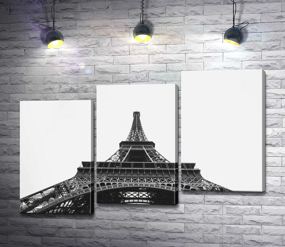 модульная картина Железный шпиль Эйфелевой башни (Eiffel tower) исчезает в облачном небе (Модуль №14)
