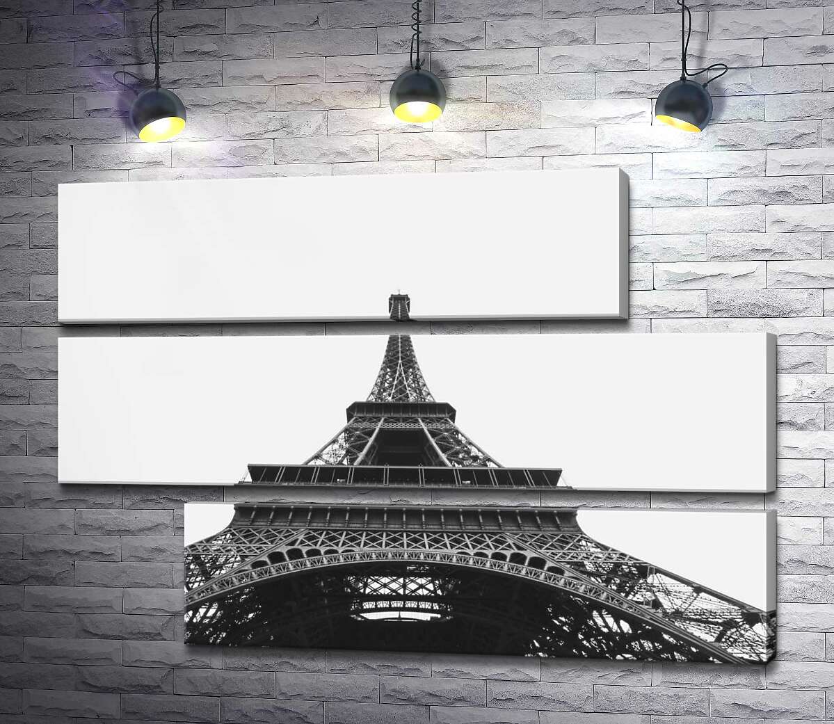 модульная картина Железный шпиль Эйфелевой башни (Eiffel tower) исчезает в облачном небе (Модуль №16)