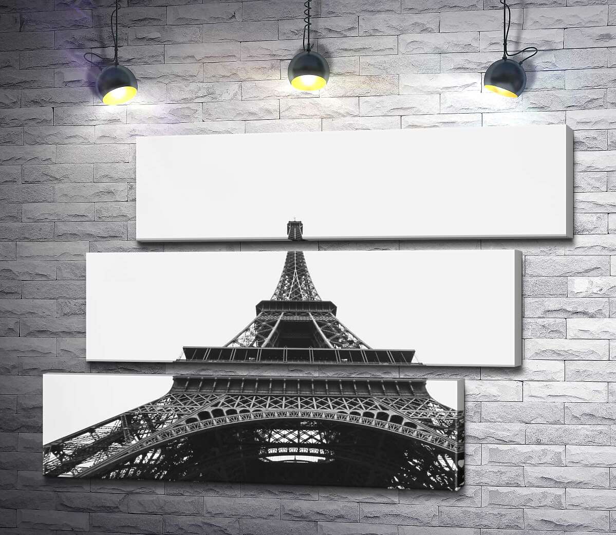 модульная картина Железный шпиль Эйфелевой башни (Eiffel tower) исчезает в облачном небе (Модуль №17)