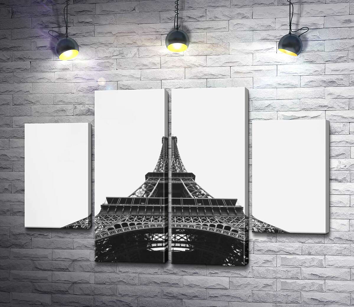 модульная картина Железный шпиль Эйфелевой башни (Eiffel tower) исчезает в облачном небе (Модуль №20)