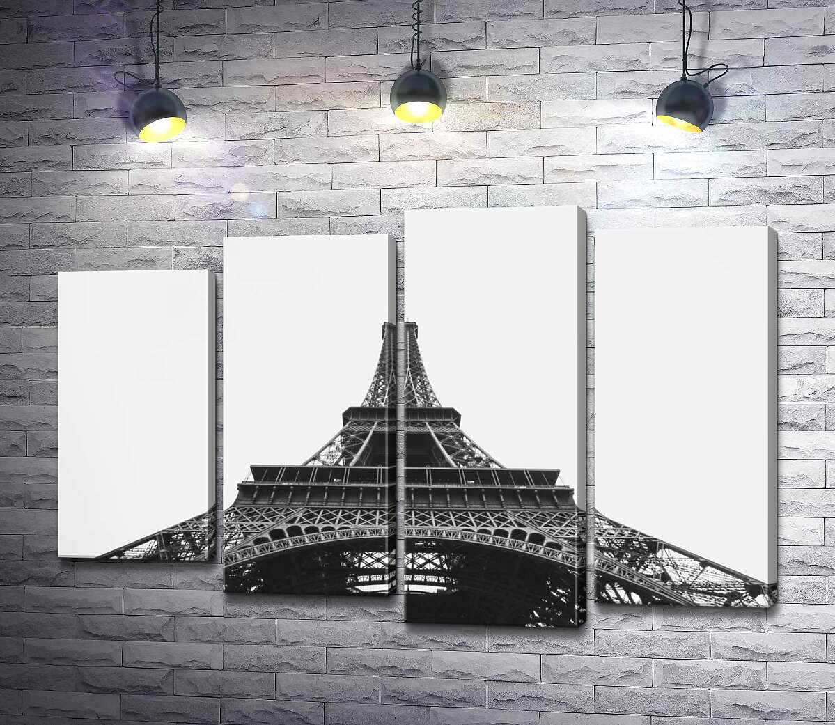 модульна картина Залізний шпиль Ейфелевої вежі (Eiffel tower) зникає у хмарному небі (Модуль №3)