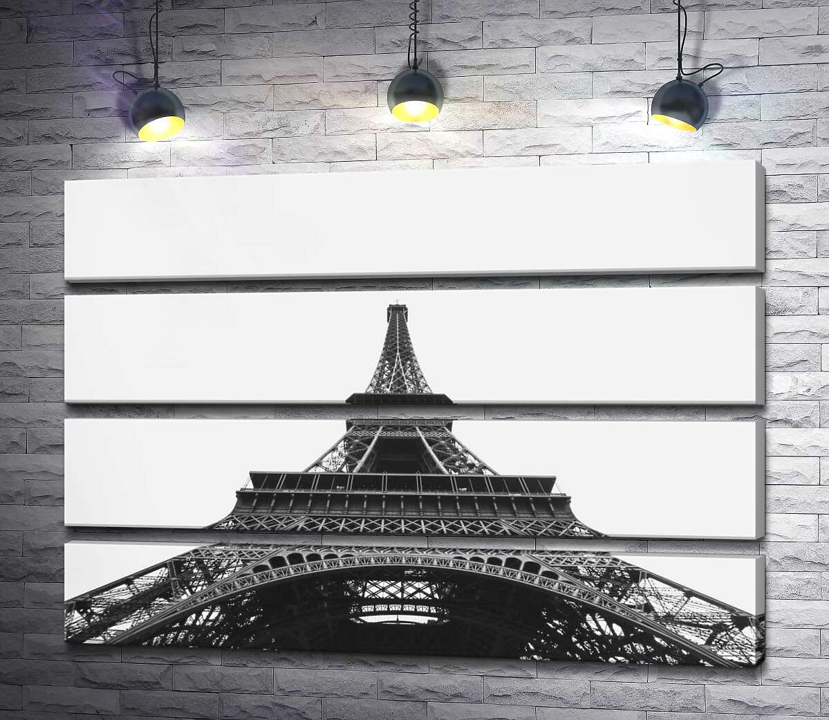 модульная картина Железный шпиль Эйфелевой башни (Eiffel tower) исчезает в облачном небе (Модуль №22)