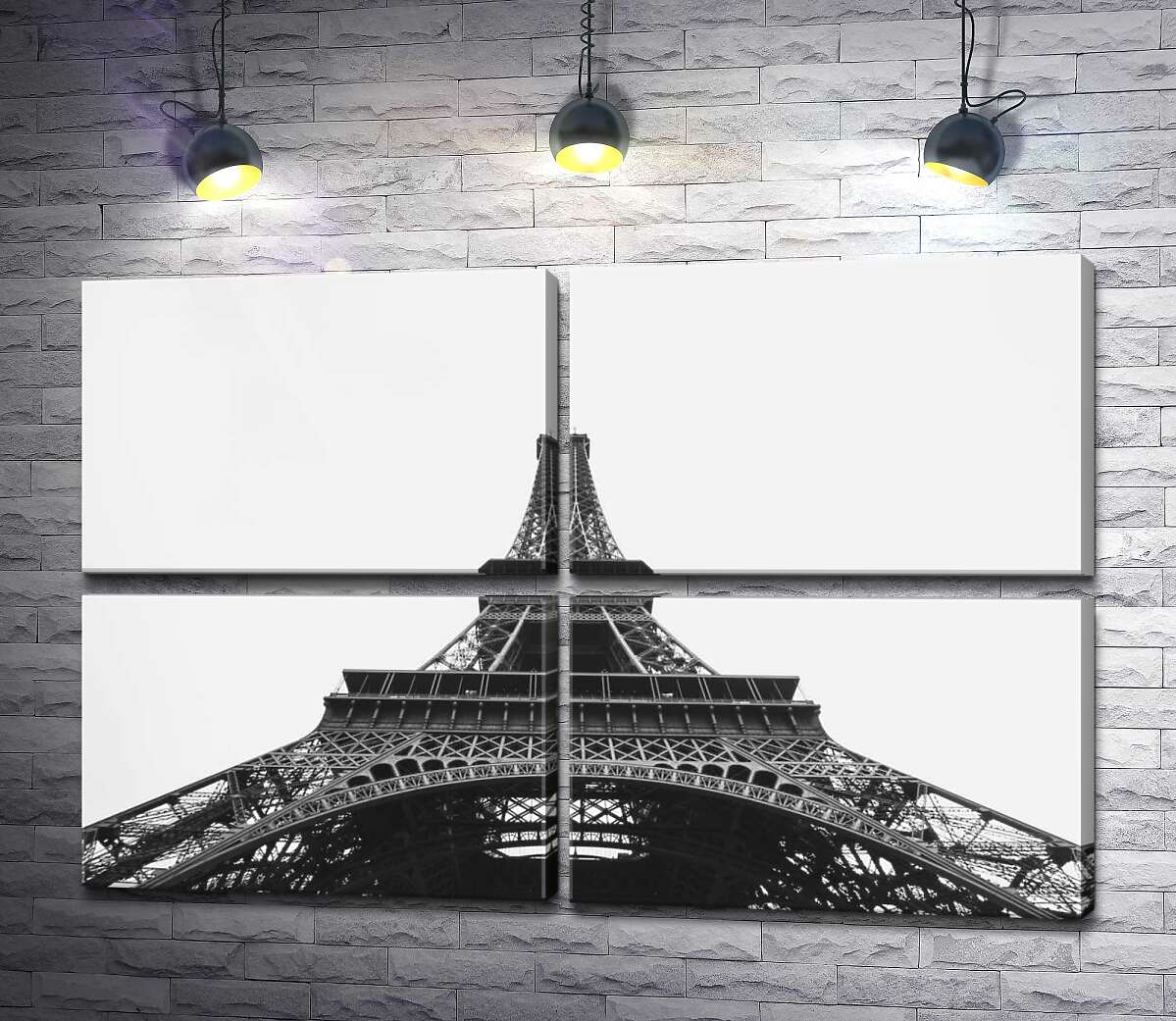 модульная картина Железный шпиль Эйфелевой башни (Eiffel tower) исчезает в облачном небе (Модуль №25)