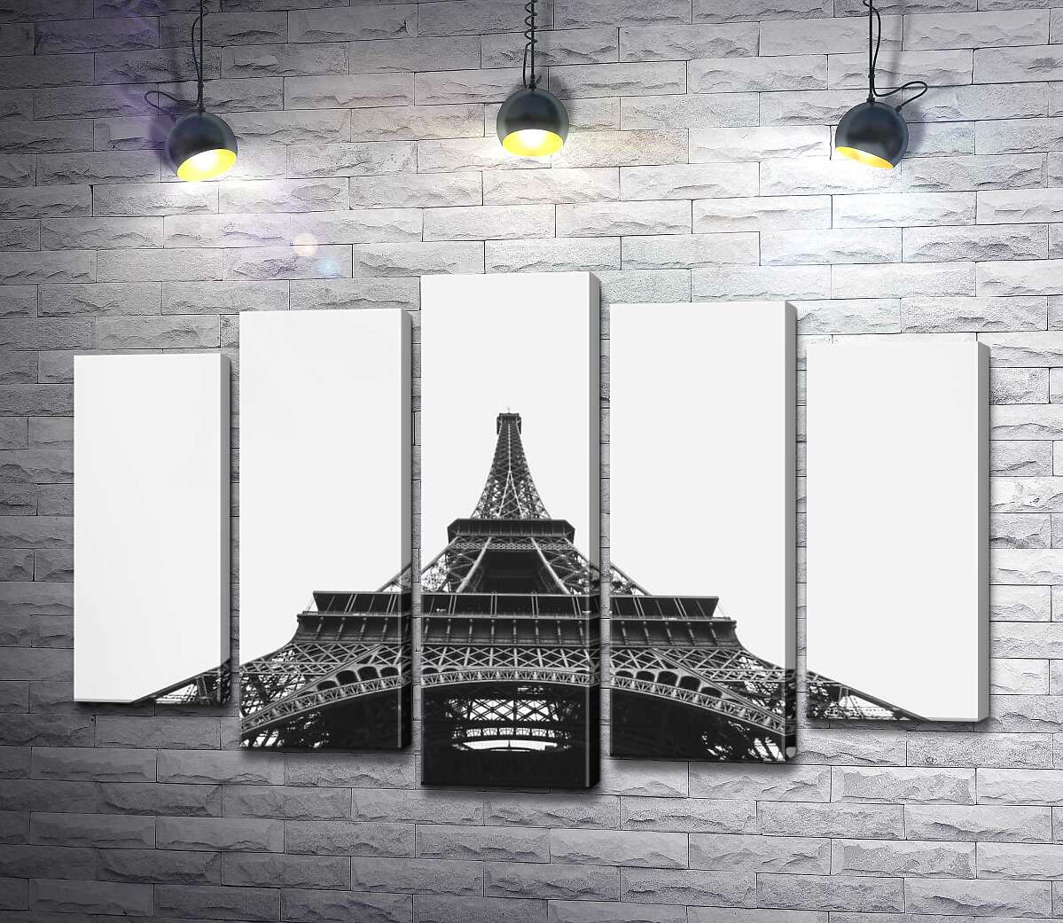 модульная картина Железный шпиль Эйфелевой башни (Eiffel tower) исчезает в облачном небе (Модуль №4)