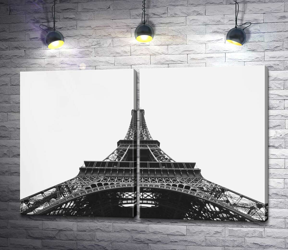 модульная картина Железный шпиль Эйфелевой башни (Eiffel tower) исчезает в облачном небе (Модуль №6)