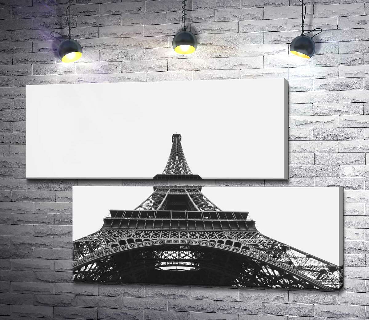 модульная картина Железный шпиль Эйфелевой башни (Eiffel tower) исчезает в облачном небе (Модуль №8)