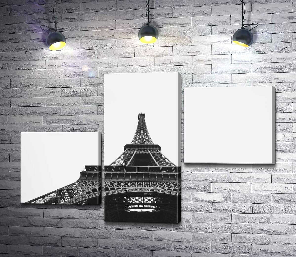 модульная картина Железный шпиль Эйфелевой башни (Eiffel tower) исчезает в облачном небе (Модуль №12)