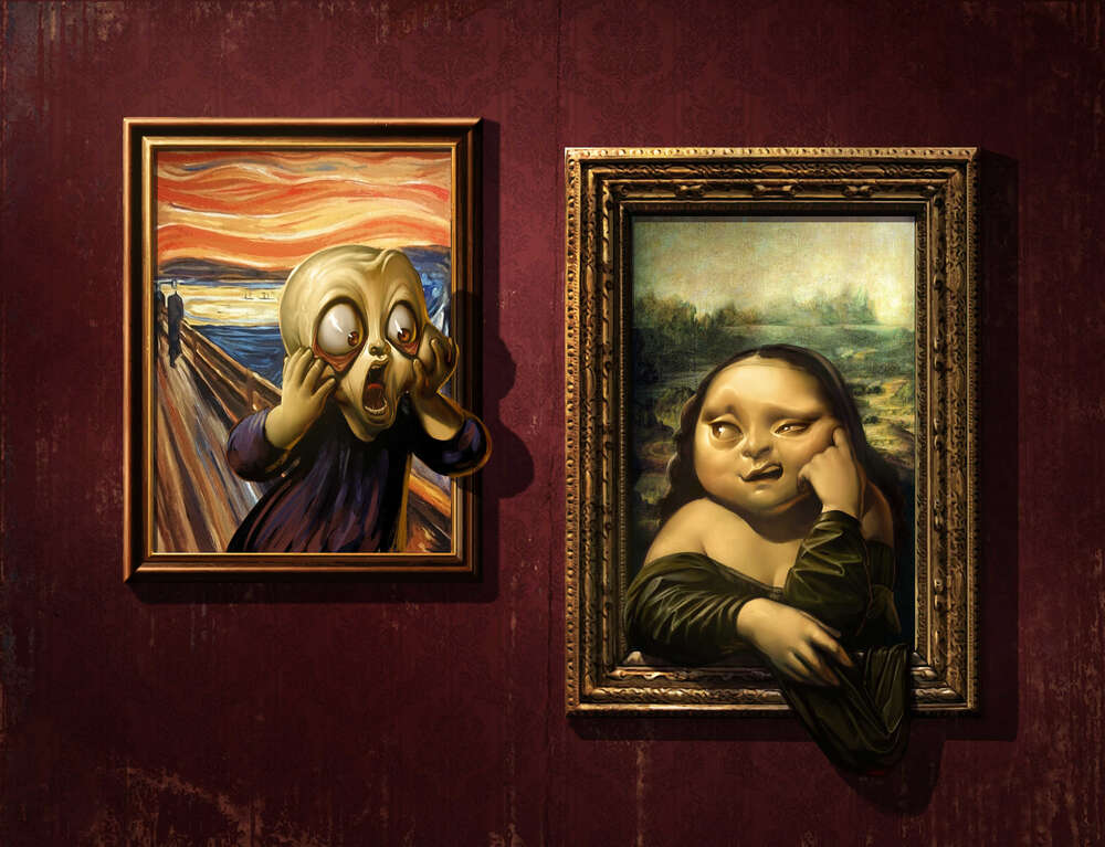 картина-постер Битва картин: "Крик" (Skrik) против "Моны Лизы" (Mona Lisa)